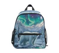 Mnsruu Kids Toddler Backpack Polar Bear Aurora Galaxy Preschool Rucksack Kindergarten Bookbag Travel School Bag for Boys Girls