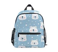Mnsruu Kids Toddler Backpack Polar Bear Light Blue Preschool Rucksack Kindergarten Bookbag Travel School Bag for Boys Girls