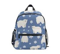 Mnsruu Kids Toddler Backpack Polar Bear Snowflake, Preschool Kindergarten Bookbag Nursery Travel Bag for Boys Girls