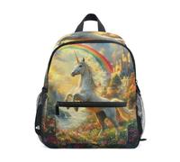 Mnsruu Kids Toddler Backpack Unicorn Rainbow Flower Horse Preschool Rucksack Kindergarten Bookbag Travel School Bag for Boys Girls