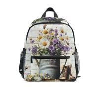 Mnsruu Kids Toddler Backpack White Daisies Bees Western Cowboy Boots Preschool Rucksack Kindergarten Bookbag Travel School Bag for Boys Girls