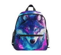 Mnsruu Kids Toddler Backpack Wolf Galaxy Space Wolves Stars Preschool Rucksack Kindergarten Bookbag Travel School Bag for Boys Girls