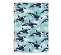 Mnsruu Killer Whale Watercolor Spiral Notebook Journals 1 Pack, Hardcover Lined Journal for Women, A5 College Ruled Notebooks for Journaling Writing Work Office School 5.7x8.3 Inch