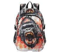 Mnsruu King Kong Roar Red Splash Backpack Laptop Backpack for College Women Men College Bookbag Water Resistant Travel Daypack Casual Multi Pocket