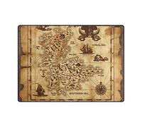 Mnsruu Large Area Rugs 160 x 122 cm Pirate Treasure Map Floor Mat Lightweight Non Slip For Living Room Bedroom Home Deck