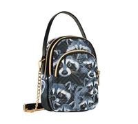 Mnsruu Large Group Of Suspicious Looking Raccoons Crossbody Bag for Women, Detachable Chain Bag Phone Purse Shoulder Handbag Wallet