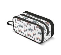 Mnsruu Large Pencil Case Winter Monster Truck Pencil Bag Office Stationery Makeup Bag for Middle High School Girls Boys