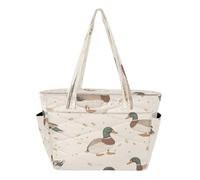 Mnsruu Large Tote Bag for Women Mallard Duck Yello Wish Quilted Shoulder Handbag with Zipper for Travel Work Sports