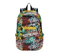 Mnsruu Large Travel Backpack 19" Rucksack Colorful Urban Graffiti Street Art Collage Laptop Backpack Business Work Bag College Computer School Bag,Water-Resistant & Lightweight Daypack