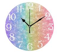 Mnsruu Large Wall Clock,Magic Glitter Rainbow Abstract Non Ticking Silent Clocks,Battery Operated Decorative Clock 10 Inch for Kitchen, Living Room Cherry Blossoms