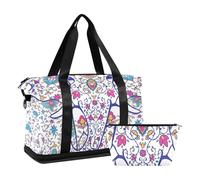 Mnsruu Large Weekender Overnight Bag,Travel Duffle Bag with Shoe Compartment & Wet Pocket, Boho Mandala Elephant Gym Duffel Bag with Toiletry Bag