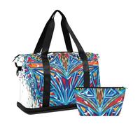 Mnsruu Large Weekender Overnight Bag,Travel Duffle Bag with Shoe Compartment & Wet Pocket, Boho Owl Print Bohemian Animal White Gym Duffel Bag with Toiletry Bag