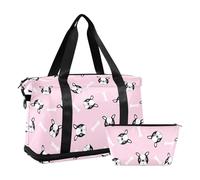 Mnsruu Large Weekender Overnight Bag,Travel Duffle Bag with Shoe Compartment & Wet Pocket, Boston Terrier Cute Gym Duffel Bag with Toiletry Bag