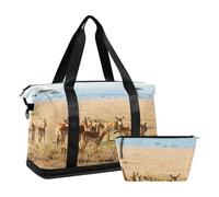 Mnsruu Large Weekender Overnight Bag,Travel Duffle Bag with Shoe Compartment & Wet Pocket, Cute Impala in Kenya Gym Duffel Bag with Toiletry Bag