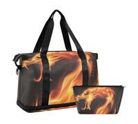 Mnsruu Large Weekender Overnight Bag,Travel Duffle Bag with Shoe Compartment & Wet Pocket, Dragon Fair Gym Duffel Bag with Toiletry Bag