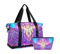 Mnsruu Large Weekender Overnight Bag,Travel Duffle Bag with Shoe Compartment & Wet Pocket, Elephant Paisley Boho Mandala Gym Duffel Bag with Toiletry Bag