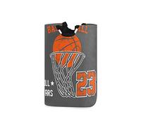 Mnsruu Laundry Hamper Bucket Basketball No Portable Dirty Clothes Basket Large Foldable Laundry Bag with Handles