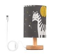 Mnsruu LED Bedside Table Lamps with USB Charging Ports Sleepy Zebra Desk Night Light,Anti-Slip Nightstand Lamp for Bedroom,Living Room,Children Room