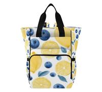 Mnsruu Lemon Blueberry Pattern Baby Diaper Bag Backpack Large Bag Waterproof Travel Diaper Bags for Moms and Dads