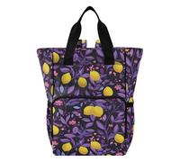 Mnsruu Lemon Purple Leaf Pattern Baby Diaper Bag Backpack Large Bag Waterproof Travel Diaper Bags for Moms and Dads