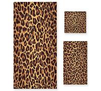 Mnsruu Leopard Animal Print Vintage Soft 3 Piece Bath Towels Set for Bathroom Spa Hotel, 1 Bath Towel+ 1 Hand Towel+ 1 Washcloth