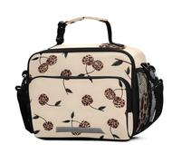 Mnsruu Leopard Cherry Pattern Lunch Bags Large Insulated Lunch Box for Kids Boys Girls Reusable Cooler Bag Tote Bag School Lunchbox with Shoulder Strap