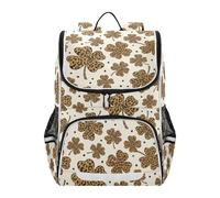 Mnsruu Leopard Clover Pattern Kids Backpack Rucksack Bag for School Girls & Boys, Cute School Bag for Kids, Kids Bookbag for Elementary with Reflective Strip