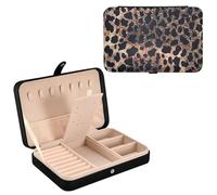 Mnsruu Leopard Leather Jewelry Box, Cheetah Print Leopard Necklace Ring Earrings Storage Organizer for Women Travel Jewelry Organizer