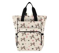 Mnsruu Leopard Print Bow Black Five-pointed Star Pattern Baby Diaper Bag Backpack Large Bag Waterproof Travel Diaper Bags for Moms and Dads
