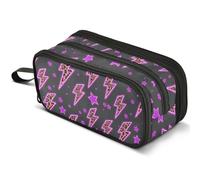 Mnsruu Leopard Print Lightning Pencil Case Large Capacity Pen Pouch Pencil Bag with 3 Compartments Pen Holder Organizer Stationery Bag
