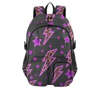 Mnsruu Leopard Print Lightning Pentagram Pattern School Backpack with Laptop Compartment, Big School Bag for Teenager Girls Boys, 17.5 Travel Rucksack Backpack for School Casual Daypacks College Work
