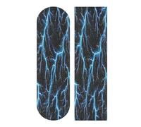 Mnsruu Light Blue Glowing Lightning Pattern Skateboard Grip Tape, Longboards Griptape Anti Slip Scooter Griptape Sand Paper Sheet Sticker 9" x 33"