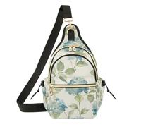 Mnsruu Light Blue Hydrangea Flower Sling Bag Crossbody Backpack Cross Body Shoulder Bag Chest Bag Travel Hiking Daypack for Women Men