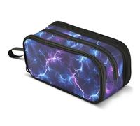 Mnsruu Lightning Blue Pencil Case Large Capacity Pen Pouch Pencil Bag with 3 Compartments Pen Holder Organizer Stationery Bag
