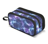 Mnsruu Lightning Pattern Pencil Case Large Capacity Pen Pouch Pencil Bag with 3 Compartments Pen Holder Organizer Stationery Bag