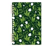Mnsruu Lily Of The Valley Leaves Spiral Notebook Journals 1 Pack, Hardcover Lined Journal for Women, A5 College Ruled Notebooks for Journaling Writing Work Office School 5.7x8.3 Inch