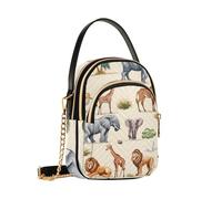 Mnsruu Lion Elephant Gazelle Rhinoceros Cheetah Antelope Crossbody Bag for Women, Detachable Chain Bag Phone Purse Shoulder Handbag Wallet