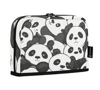 Mnsruu Little Cartoon Panda Standing Pencil Case, Large Capacity Pen Bag for Boys Girls Multi-Layer Pen Pouch Pencil Holder Stationery Organizer for School Office Work