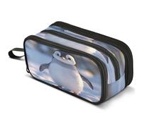 Mnsruu Little Cute Penguin Pencil Case Large Capacity Pen Pouch Pencil Bag with 3 Compartments Pen Holder Organizer Stationery Bag