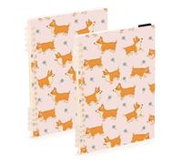 Mnsruu Little Flower Corgi Spiral Notebook Journals 2 Pack, Hardcover Lined Journal for Women, A5 College Ruled Notebooks for Journaling Writing Work Office School 5.7x8.3 Inch