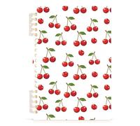 Mnsruu Little Red Cherries Spiral Notebook Journals 1 Pack, Hardcover Lined Journal for Women, A5 College Ruled Notebooks for Journaling Writing Work Office School 5.7x8.3 Inch