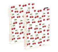 Mnsruu Little Red Cherries Spiral Notebook Journals 2 Pack, Hardcover Lined Journal for Women, A5 College Ruled Notebooks for Journaling Writing Work Office School 5.7x8.3 Inch
