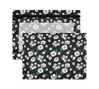 Mnsruu Little White Daisy (2) 3 Rings Binder Pouch Pencil Case, 2 Pack Pencil Pouches with Zipper, Clear Window Cosmetic Bag