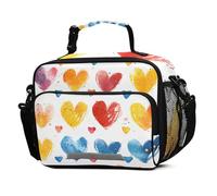 Mnsruu Love Colored Rainbow Gradient Heart Lunch Bags Large Insulated Lunch Box for Kids Boys Girls Reusable Cooler Bag Tote Bag School Lunchbox with Shoulder Strap