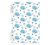 Mnsruu Lovely Blue Heart Whale Spiral Notebook Journals 1 Pack, Hardcover Lined Journal for Women, A5 College Ruled Notebooks for Journaling Writing Work Office School 5.7x8.3 Inch