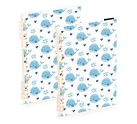 Mnsruu Lovely Blue Heart Whale Spiral Notebook Journals 2 Pack, Hardcover Lined Journal for Women, A5 College Ruled Notebooks for Journaling Writing Work Office School 5.7x8.3 Inch
