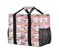 Mnsruu Lovely Cat Reusable Grocery Bags Shopping Bags Kitchen Travel Tote Bag Washable Beach Bag