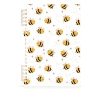 Mnsruu Lovely Little Bee Spiral Notebook Journals 1 Pack, Hardcover Lined Journal for Women, A5 College Ruled Notebooks for Journaling Writing Work Office School 5.7x8.3 Inch