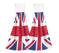 Mnsruu Lovely Union Jack Hand Towel Home Decor Hanging Towels 2PCS Soft Absorbent Cloth Tie Towels for Bathroom Laundry Room 46.2 x 35.5 cm