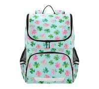 Mnsruu Lucky Clover Pattern Kids Backpack Rucksack Bag for School Girls & Boys, Cute School Bag for Kids, Kids Bookbag for Elementary with Reflective Strip